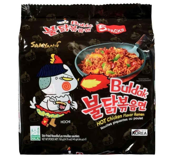 Samyang – Spicy Chicken Buldak Noodle (Original) 140g x 5, Pack of 5 (140g each), Classic Spicy Chicken