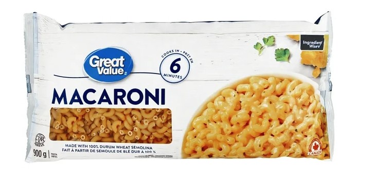 Great Value Macaroni Pasta, 900 g