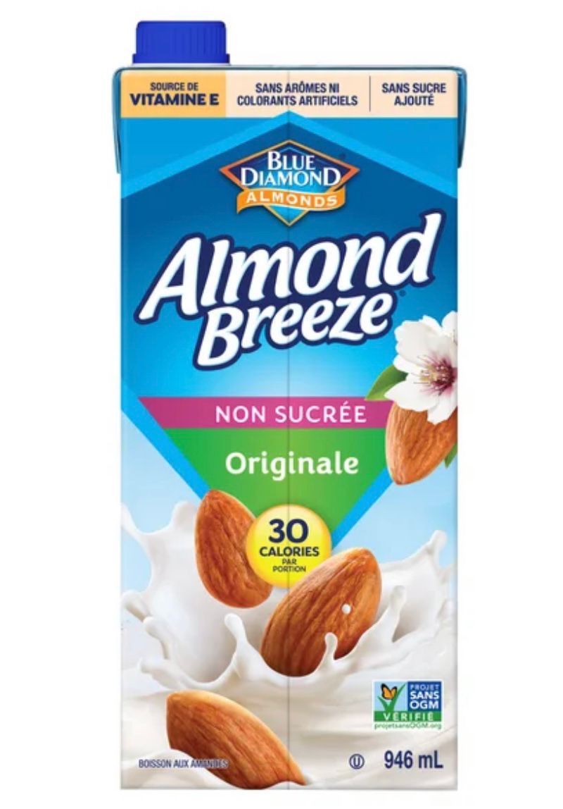Almond Breeze Unsweetened Original Almond Milk, 946 mL, 6-pack