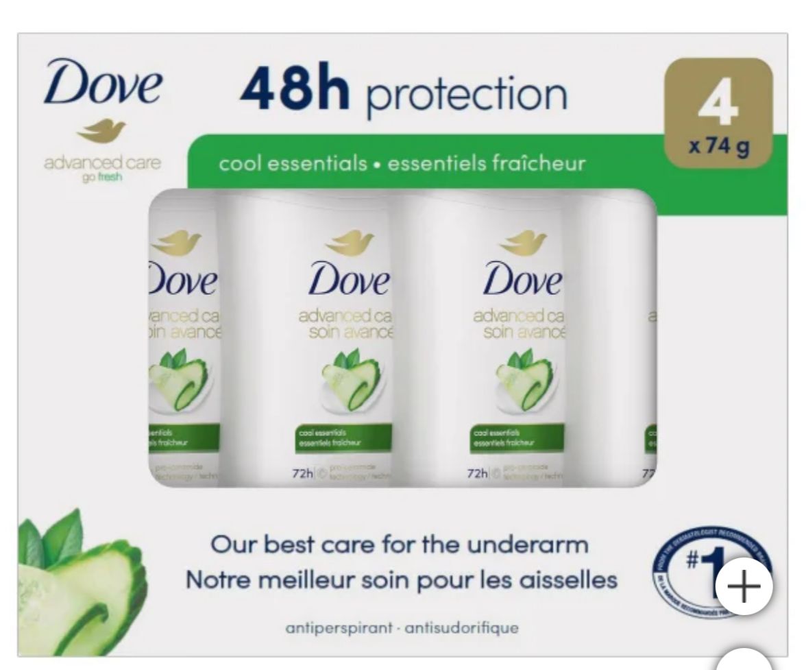 Dove Advanced Care Antiperspirant, 4-pack