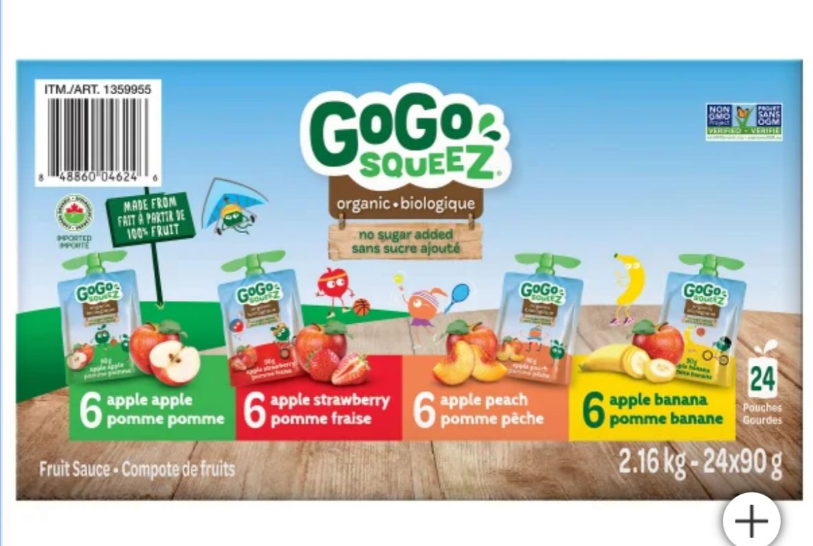 GoGo SQUEEZ Organic Fruit Sauce Variety Pack, 24 x 90 g