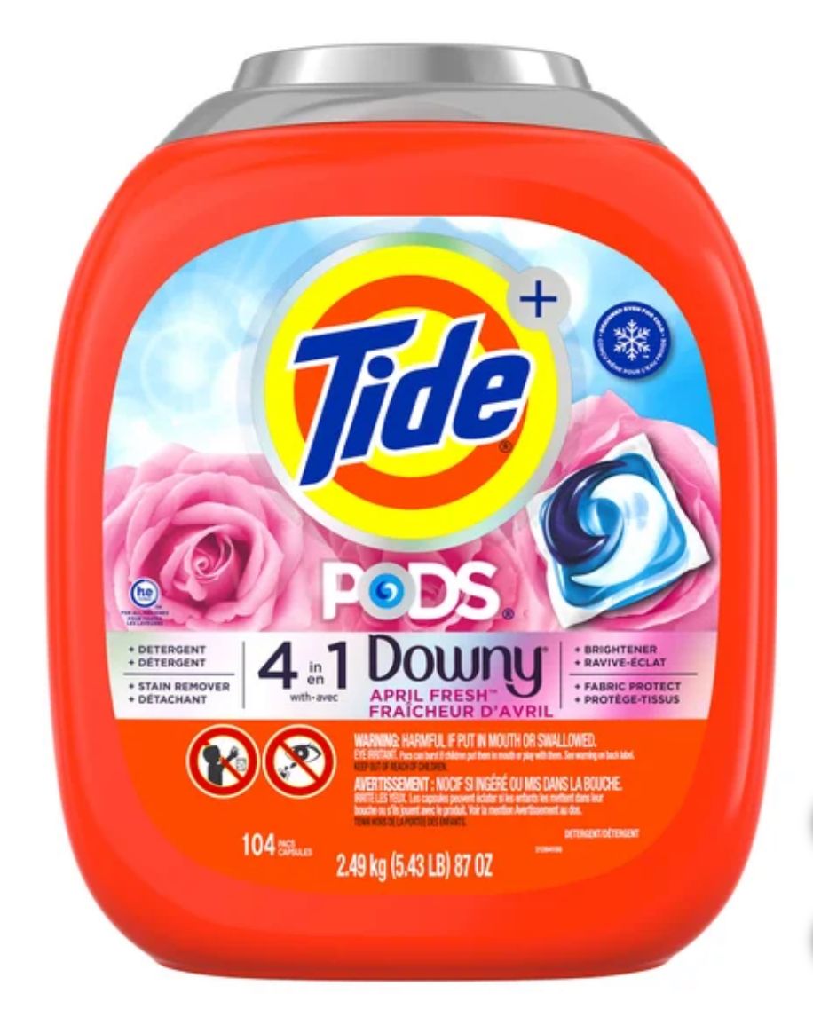 Tide PODS with Downy, Liquid Laundry Detergent Pacs, April Fresh, 104-count 2.49Kg