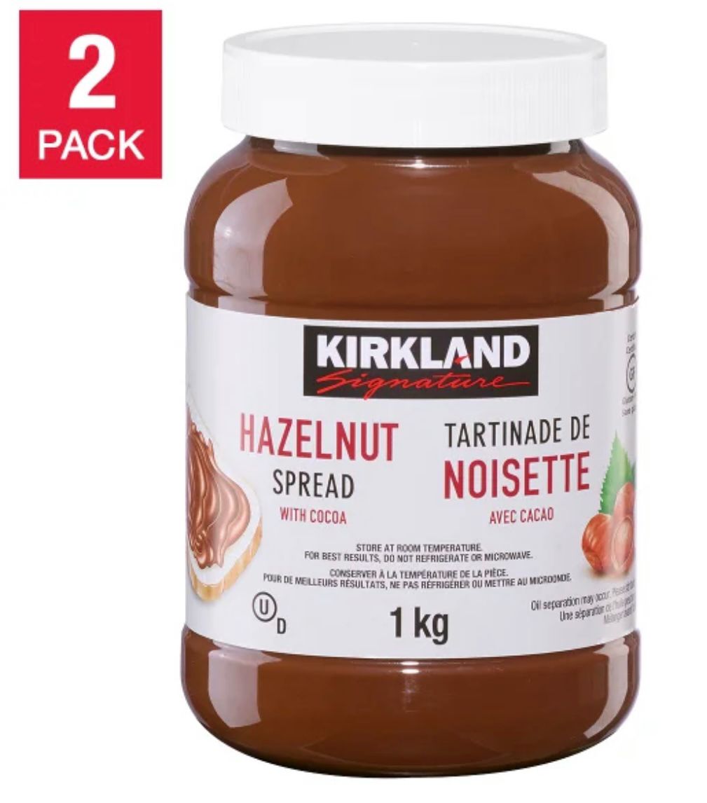 Kirkland Signature Hazelnut Spread with Cocoa, 2 x 1 kg