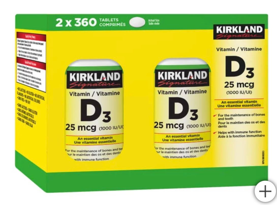 Kirkland Signature Vitamin D3 1,000 IU, 2 x 360 Tablets