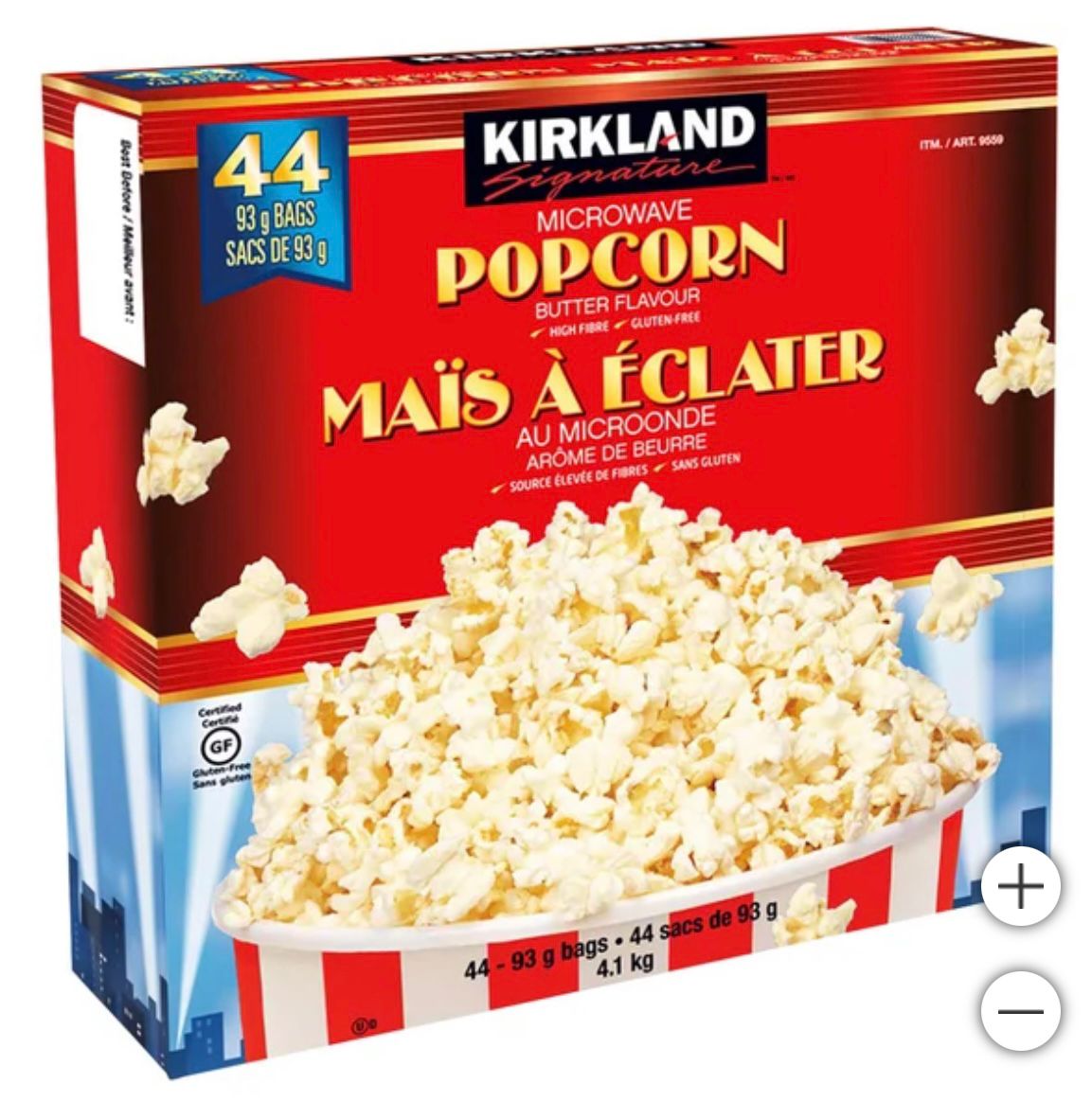 Kirkland Signature Microwave Butter Popcorn, 44-count, 4.1Kg