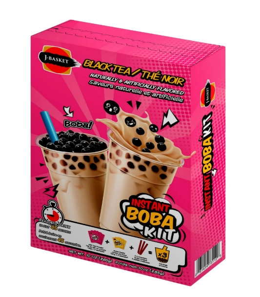 Instant boba tea kit black tea 2/6/285g, 3 Portions