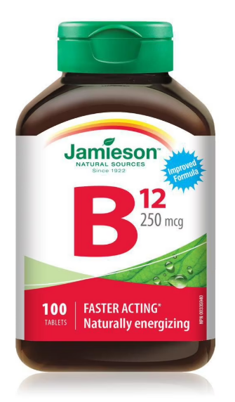 Jamieson Vitamin B12 250 mcg Tablets, 100 tablets