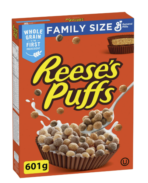 Reese's Puffs Breakfast Cereal, Peanut Butter Chocolate, Family Size, 601 g,