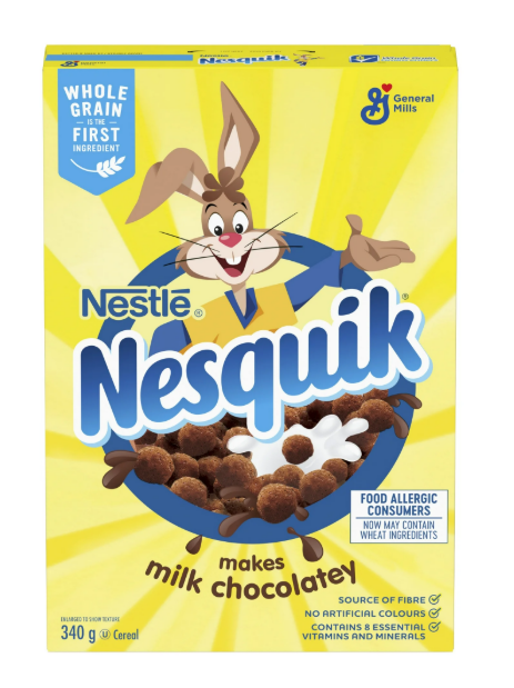 Nesquik Chocolate Breakfast Cereal, Whole Grains and Fibre, 340 g,