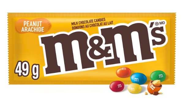 M and Ms, Peanut Milk Chocolate Candies, Bag, 49g