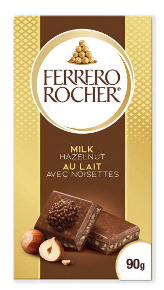 Ferrero Rocher Milk Chocolate with Hazelnut, 90g