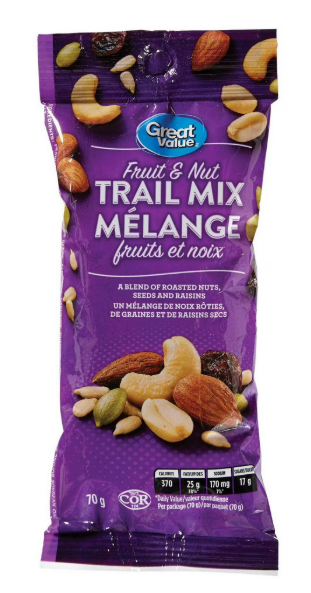 Great Value Fruit and Nut Trail Mix, 70 g
